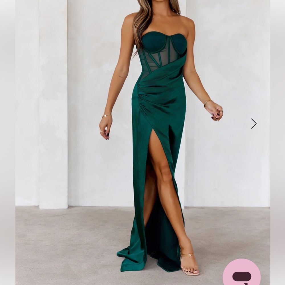 OPULENT OBSESSION STRAPLESS MAXI DRESS GREEN